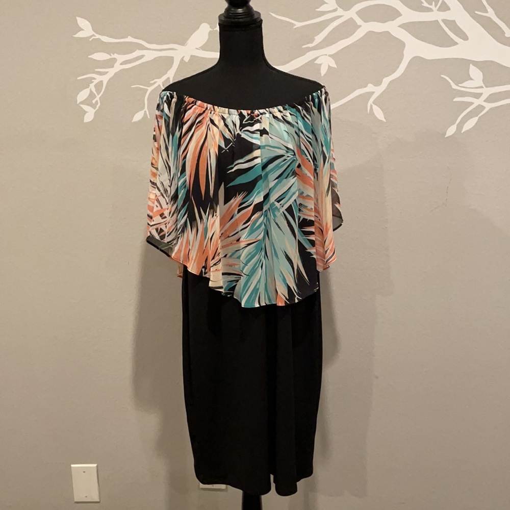 🆕JM Collection off the shoulders dress Sz 0X D9